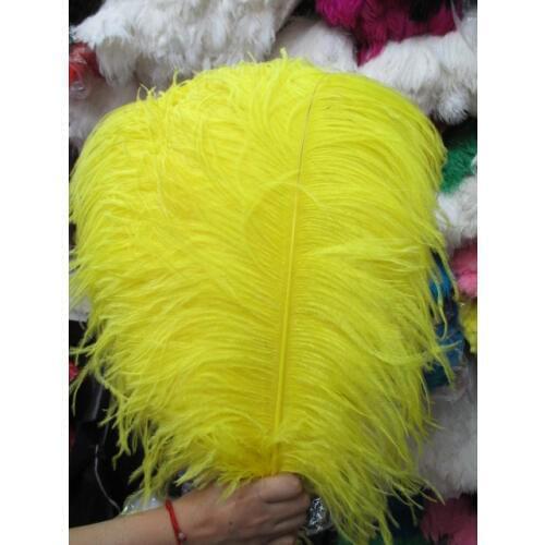 Wholesale 10pcs Quality big Pole natural yellow ostrich feather 45-50cm /18-20inch wedding Carnival stage performance