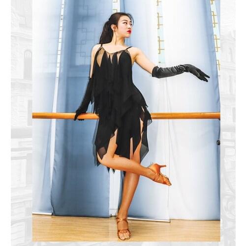 New Latin dance dress Sexy Straped Rumba Tango Salsa Cha Dancing Dresses Practice Clothes Women Adults Performance Wear