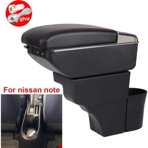 For Nissan Note Armrests central storage box car armrest box modification accessories with USB LED light Easy to install