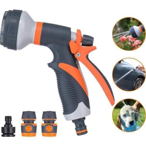 Garden Hose Spray Nozzle 8 Adjustable Patterns Water Gun,High Pressure Spray Nozzle Perfect for Watering Plants,Shower Pets