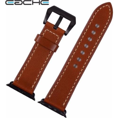 EACHE 42mm Brown Replacement Leather Watch Straps Fit For Apple Watch