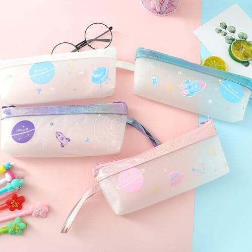 Kawaii Pencil Case Dream Planet Pencil Case Portable Zipper Pencil Bag School Supplies Stationery Large Capacity Stationery Bag