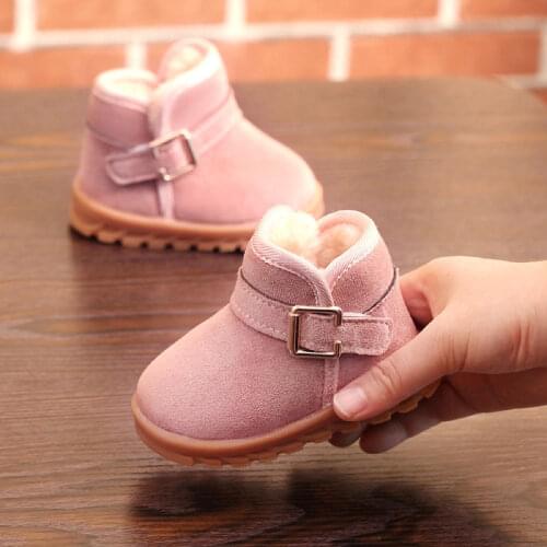 2021 Winter New Childrens Warm Boots Girls Snow Boots Boys Cotton Shoes Plus Velvet Baby Shoes Boots Anti-Slippery Baby Boots