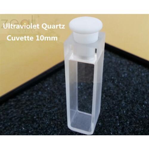 1PCS Quartz Cuvette Colorimetric Pool Melt-Integrated Quartz Ultraviolet 2-Way Cuvette With Plug 10mm 751