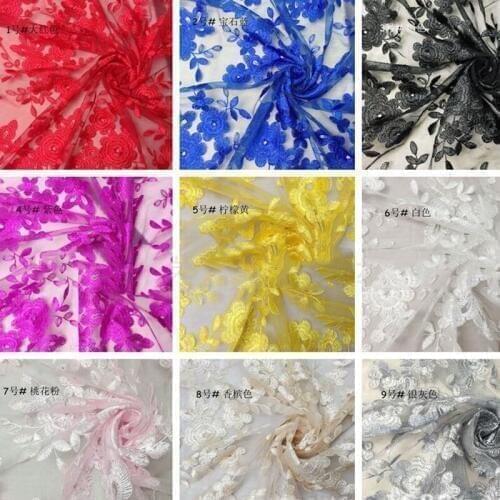 1Yard Embroidered Fabric Organza Flowers Sewing Lace Fabric For Wedding Dress High Quality Lace Accessories DIY Crafts