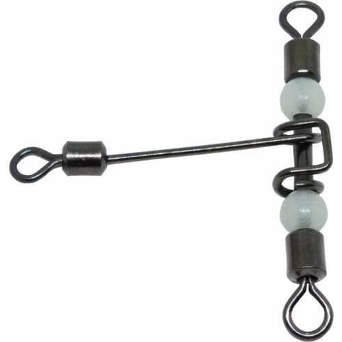10pieces/lot Fishing Swivels 3-way Luminous T Shape Cross-line Rolling Swivel with Pearl Beads Bass Night Fishing Tackle