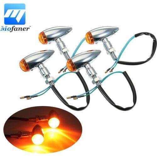 2/4pcs Chrome Motorcycle Bullet Turn Signal Indicator Light Lamp For Honda/Yamaha/Suzuki/Kawasaki