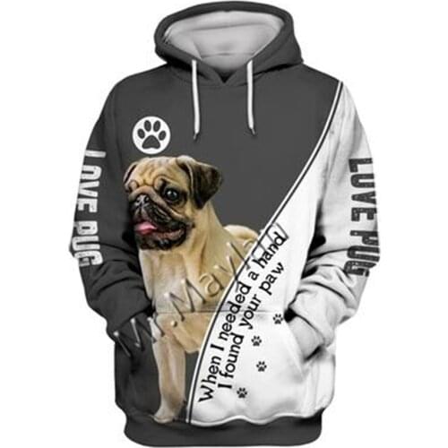 2021 Fashion Animal Pug 3D Printed Hoodie Men Women Ropa Casual Pet Dog Designs Hooded Oversized Hooded Coat Drop Shipping QW-11