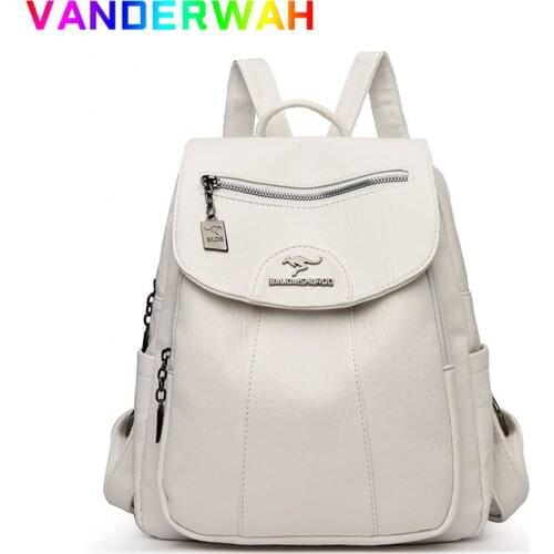 2021 Women Leather Backpacks High Quality Female Vintage Backpack for Girls School Bags Travel Bagpack Ladies Back Pack Rucksack