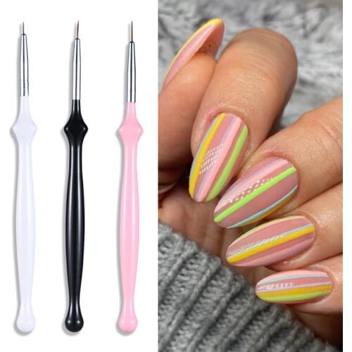 3pcs Gourd Handle Nail Art Brushes Set 7/9/11mm UV Gel Polish Painting Pen Acrylic Drawing Line Stripe Brush Manicure Tools