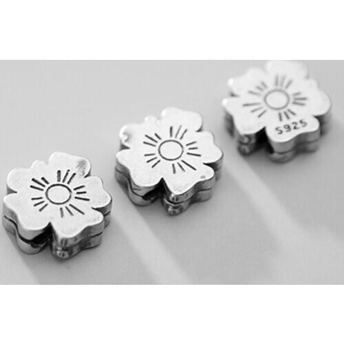 925 Sterling Silver Vintage Matte Clover Flower Loose Beads High Quality Handcraft Silver Spacer Beads DIY Jewelry Findings Gift