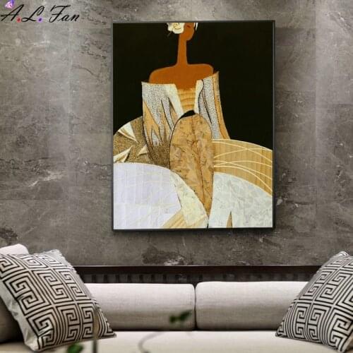 Goddess cartoon canvas painting abstract modern poster and mural oil painting living room home decoration