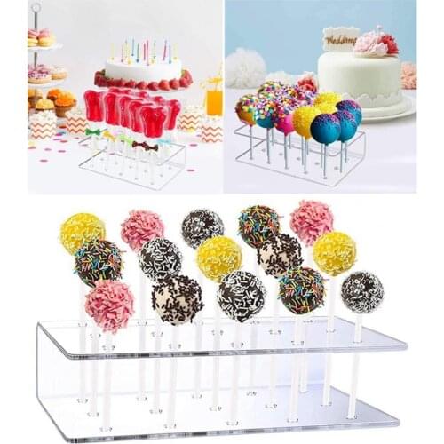 15 Holes Acrylic Lollipop Display Stand Wedding Party Candy Dessert Stick Holder Rectangle Shape Display Holder Acrylic Bake