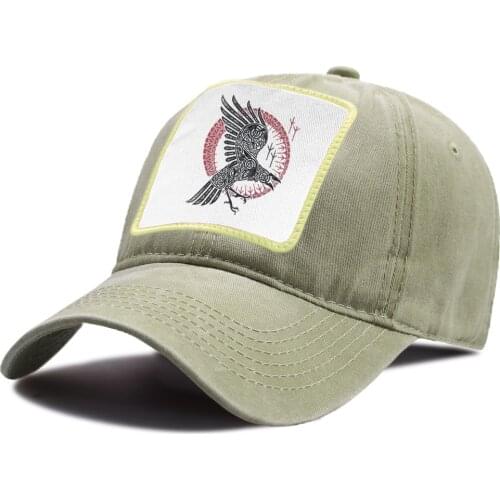 Crow Baseball Hats Outdoor Summer Unisex Hip Hop Viking Baseball Caps Men Women Breathable Snapback Hats Washed Trucker Hats Cap