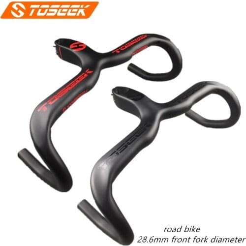 TOSEEK full carbon Road Bike one-integrated Handle bar stem T800 black/red Matte Carbon Handle Bent bars with Stem 400/420/440mm