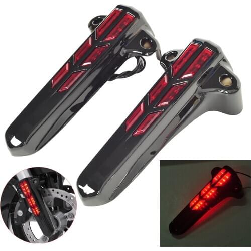 Black Motorcycle LED Light Front Lower Fork Leg Covers Case for Harley Accessories FLHR FLHX FLHT 2014-up