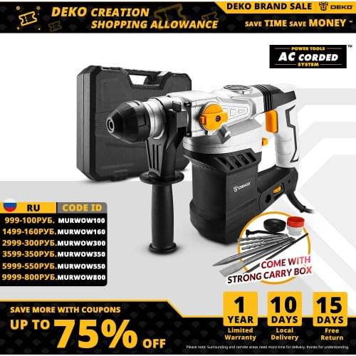 DEKO DKRH32LD1 2000w 220v, Multifunctional Rotary Hammer, with BMC and 6 Accessories Parts, Impact Drill Electric Hammer