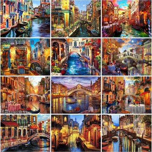 Evershine 5D DIY Diamond Painting Bridge Full Square Round Diamond Embroidery River Landscape Rhinestone Art Home Decor Gift