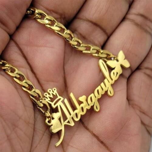 Gothic Jewelry Curb Chain Old English Name Necklace For Women Men Personalized Nameplate Charm Choker Long Necklaces Gift Idea