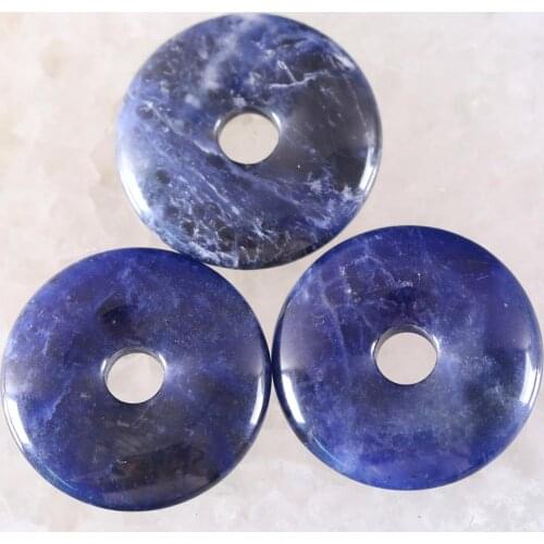30MM CAB Cabochon Natural Stone Blue Sodalite Round Beads For Jewelry Making DIY Necklace Gem Bead 1Pcs K830