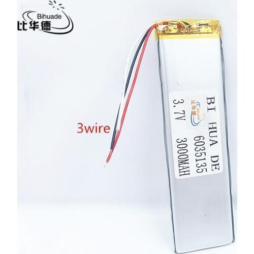 Li-po 3.7V,3000mAH,6035135 PLIB ( polymer lithium ion battery ) Li-ion battery for tablet pc,GPS,mp3,mp4,cell phone,speaker