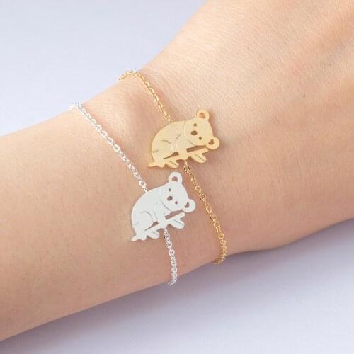 Cute Australian Koala Bracelet For Women Stainless Steel Gold Chain Animal Baby Bear AustralianBracelet Jewelry Gifts 2020