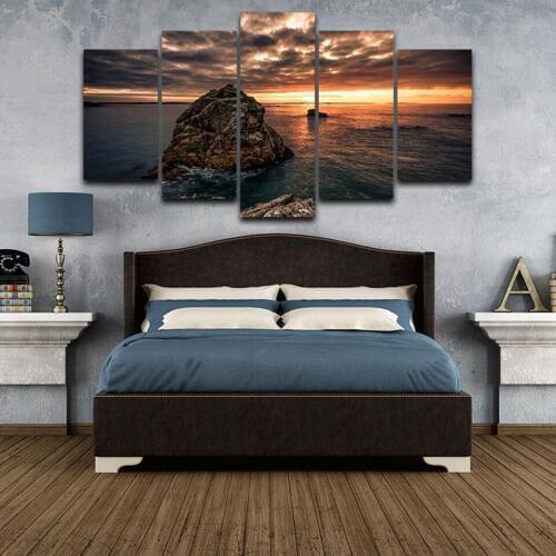 Modular Painting Canvas Wall Art Pictures Home Decor 5 Pieces Rock Sea Level Sunset Scenery For Living Room Modern Posters