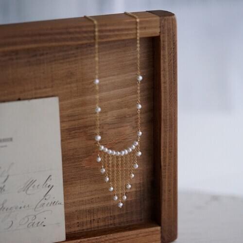 925 Silver Tassel Necklaces Handmade Gold Filled Jewelry Natural Pearl Pendants Kolye Choker Collares Chocker Jewelry For Women