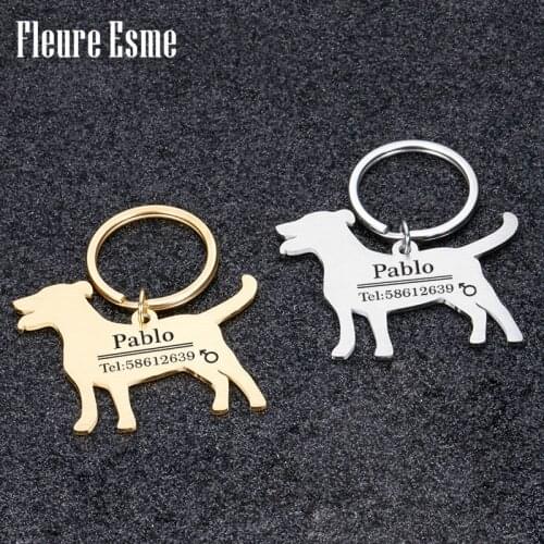 Personalized Keychain Pet ID Tag Keyring for Cat Dog Collar Accessories Custom Engraved Necklace Chain Charm Supplies for Dog