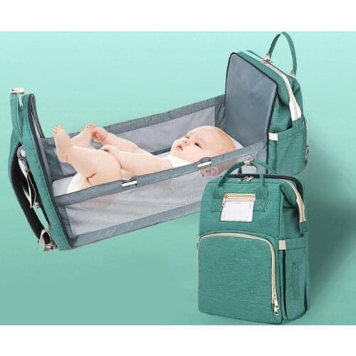 Portable Folding Baby Bed Diaper Backpack Large Backapack Retractable Mommy Bags For Baby Sleeping