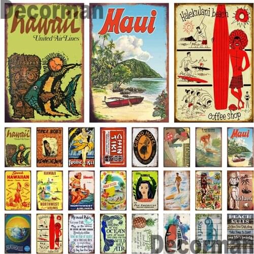 [ Mike86 ] Hawaii Beach Rule Metal Travel poster Wall Plaque Retro tin sign Painting Gift Pub Decoration LTA-3133 20*30 CM