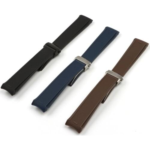 22mm New Style Black Blue Brown Rubber Silicone Watchband For Tag Heuer CARRERA AQUARACER Series Watch Strap Folding Buckle