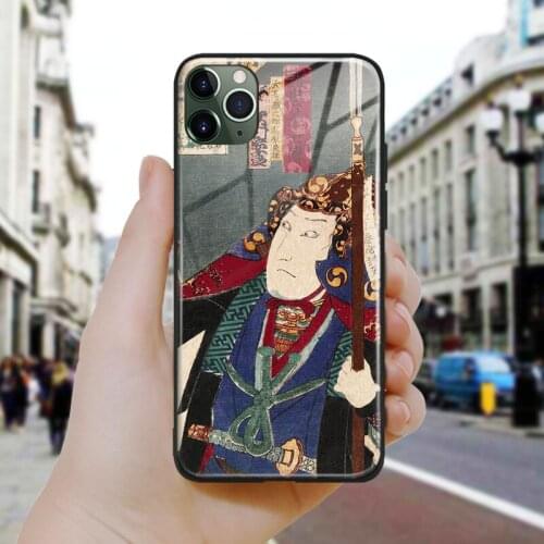 Kabuki actor playing role Ukiyoe Silicone Glass Phone Case Cover Shell For iPhone SE 6 6s 7 8 Plus X XR XS 11 12 Mini Pro Max