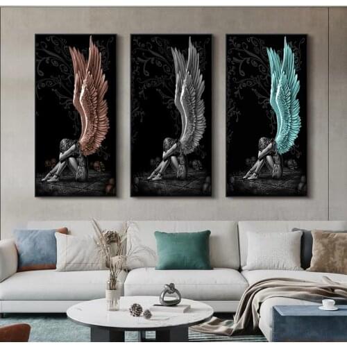 Modern Painting Art Wall Art Angel Woman Posters and Prints Wall Pictures for Living Room Decoration Home Decor (No Frame)