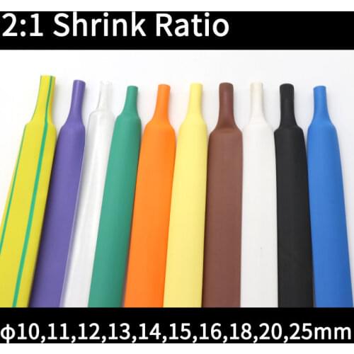 Diameter 10mm 11mm 12mm 13mm 14mm 15mm 16mm 18mm 20mm 25mm Heat Shrinkable Tube 2:1 Shrink Ratio Polyolefin Insulated Sleeve