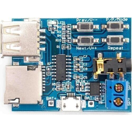 TF card U disk MP3 Format decoder board module amplifier decoding audio Player