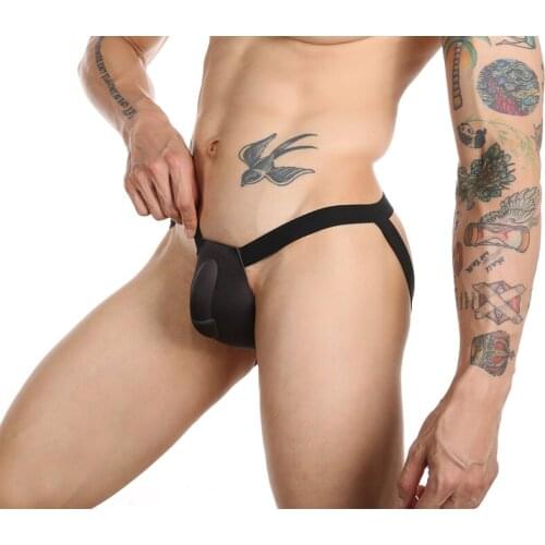 Hot Enhancer Sponge Pad Underwear Sexy Penis Cup Underpants Jockstrap Panties T-Back Thong G String Bulge Pouch Open Butt