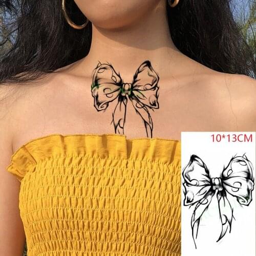 Waterproof Temporary Tattoo Stickers Flower Bow Knot Flower Fake Tatto Flash Tatoo Body Art for Girl Women Men