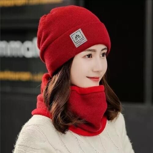 Women hat two piece set Autumn winter bonnets for women cap chapeau Beanie peaked cap Panama Hat for women Hat scarf femme cap