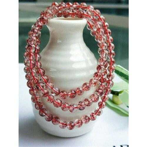 5.3mm Natural Lepidocrocite Quartz Crystal Bracelet Red Super Seven Melody Stone Three Laps Women Bracelets AAAAA