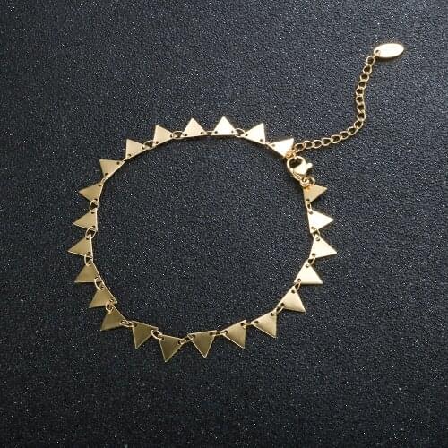 Simple Triangle Charm Women Anklet Gold Color Female Adjustable Anklets Bracelets For Leg Foot Summer Beach Jewelry Gift