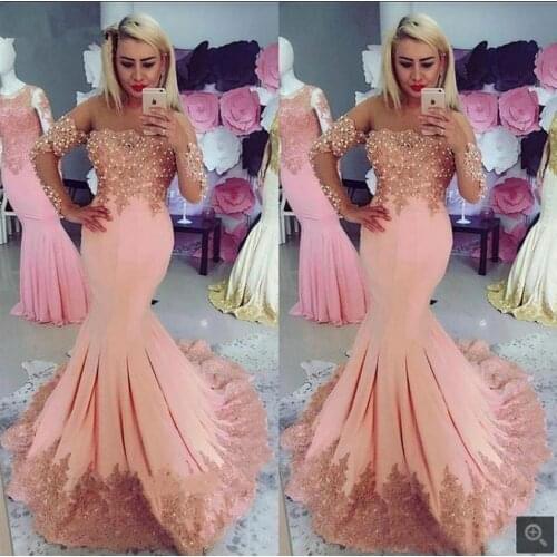 Vintage Vestido De Festa 2021 Pink Satin Mermaid Prom Dresses Lace Appliques Beaded Off the Shoulder Long Formal Evening Dress