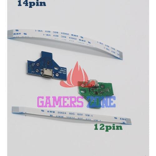 20pcs=10sets 12pin & 14pin JDS-001 JDS-011 LED Power /Charging Board w/ Ribbon Cable for Sony PS4 Wireless Controller