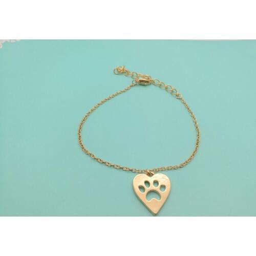 10PCS Cute Pet Memorial Puppy Bear Cat Dog Heart Paw Bracelet Love Heart and Paw Bracelet Animal Palm Mark Print Bracelets