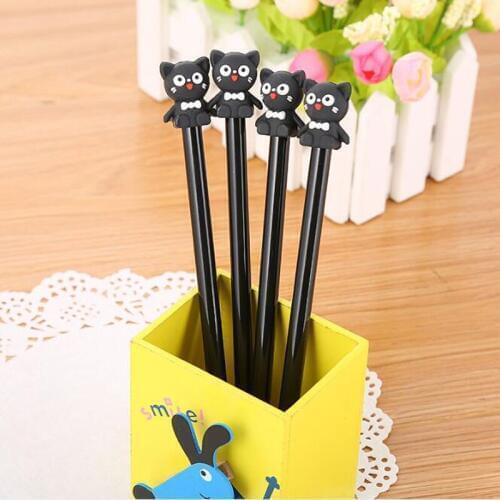 2pc Kawaii Cat Gel Pen Learning Stationery Creative Bowtie Cat Black Signature Water Pen Bullet Journal Office School Supplies