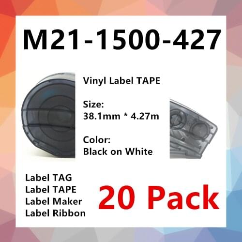 20Pack BMP21 Label Tape M21-1500-427 Vinyl Label TAPE TAG Ribbon laber maker for BMP21-PLUS BMP21 LAB printer Outdoor Waterproof