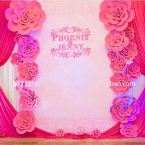 21pcs different sizes Combination foam Paper rose flowers for Wedding background decorations wedding stage decor