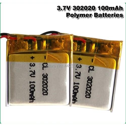 3.7V 100mAh 20*20*3mm lithium-ion li ion Polymer batteries 302020 For Tachograph MP3 GPS Bluetooth earphone Rechargeable Battery