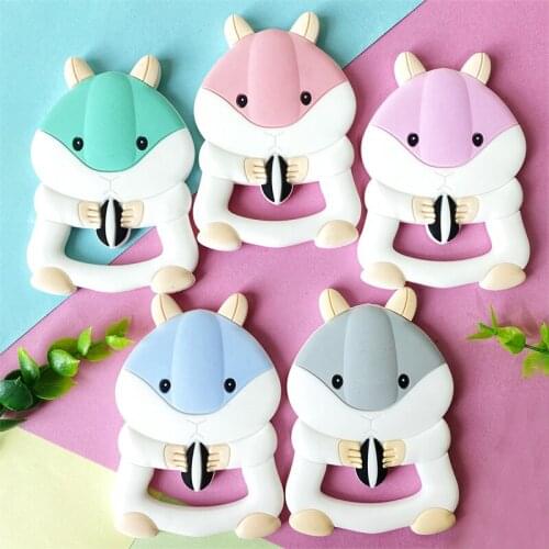 5/10PCS Silicone Hamster Teether Food Grade BPA Free DIY Baby Teething Necklace Nursing Materials Silicone Animals Baby Teether