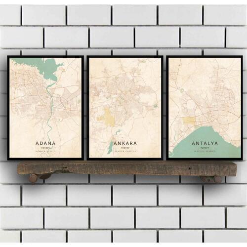 Adana Ankara Antalya Edirne Istanbul Izmir Mersin Mugla Turkey Poster